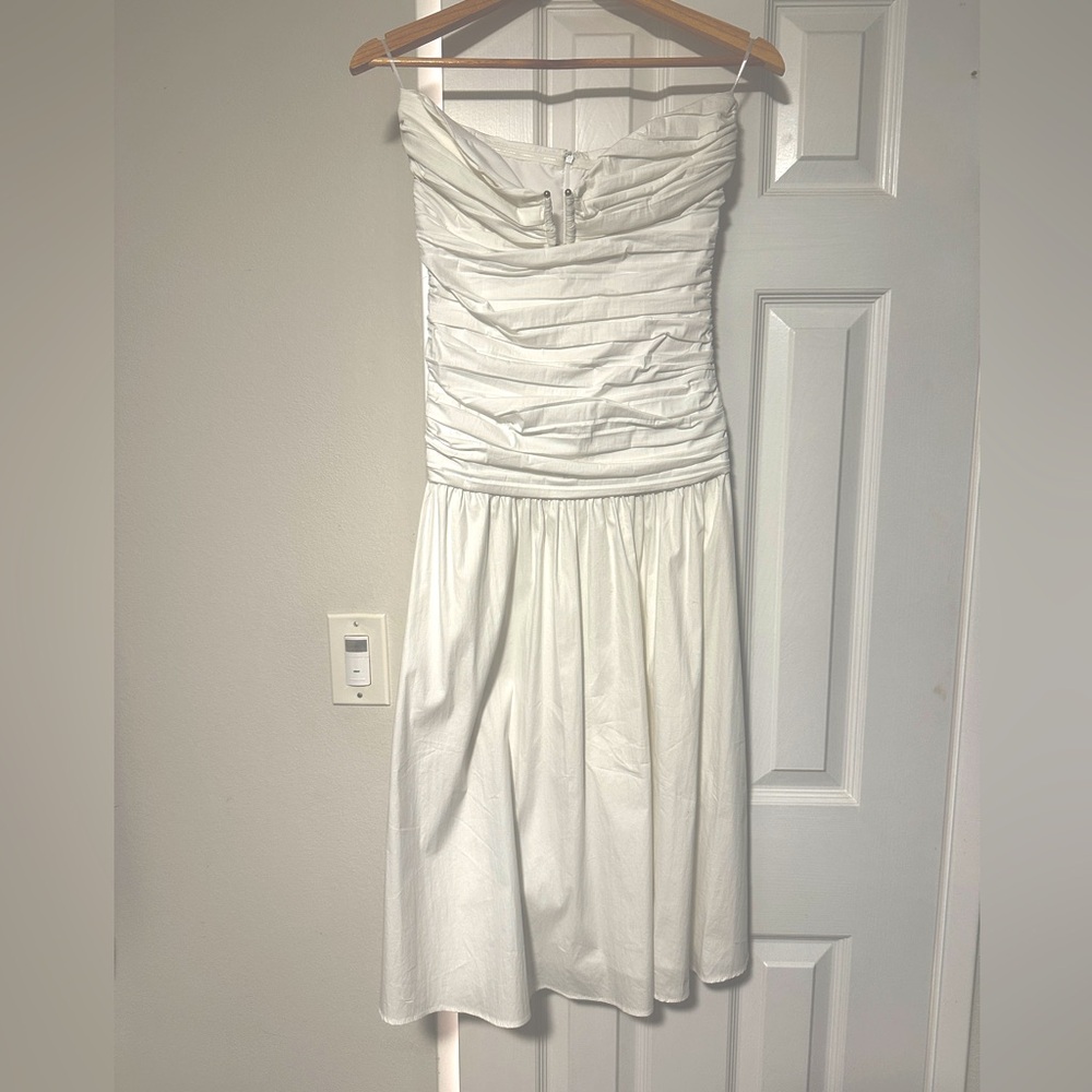 MANGO- White strapless midi ruched poplin dress
(only worn once )